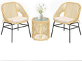 Ensemble de Bistro en R¨¦sine Tress¨¦e 3 Pi¨¨ces - Salon de Jardin avec Fauteuils Confortables et Table en Verre
