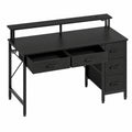Bureau d'ordinateur avec tiroirs et éclairage LED, prises intégrées