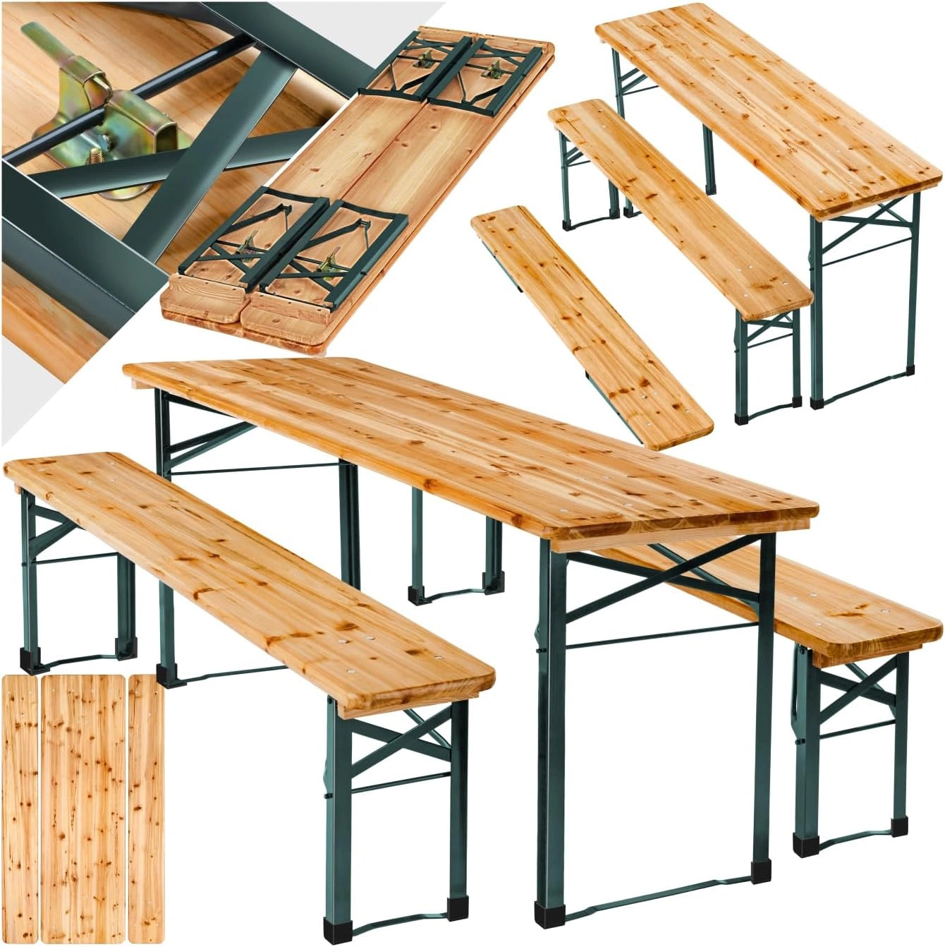Ensemble de Table Pliable Ext¨¦rieure avec Bancs en Bois pour Jardin et Pique-Nique - Compact et Pratique