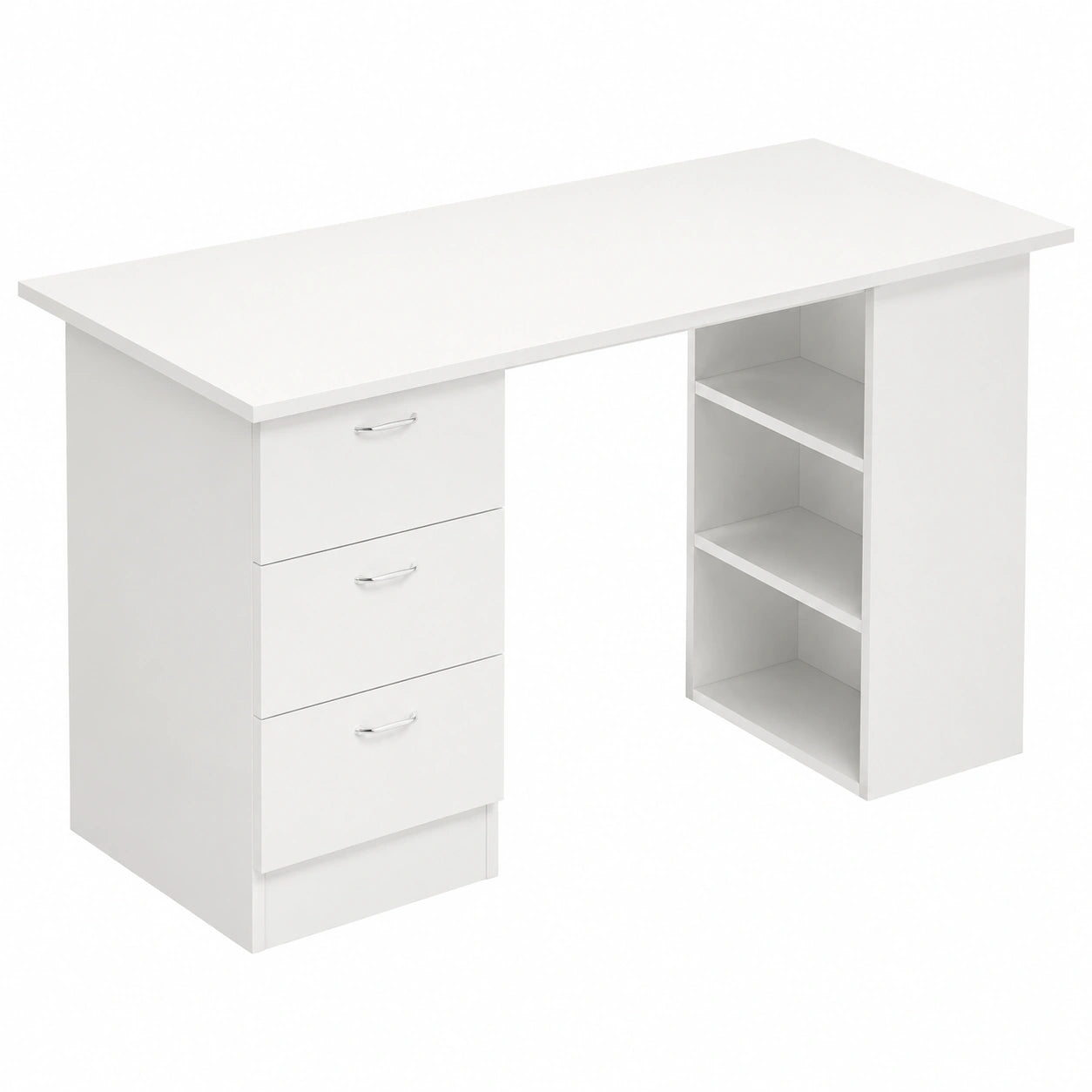 Bureau d'ordinateur moderne avec rangements multiples