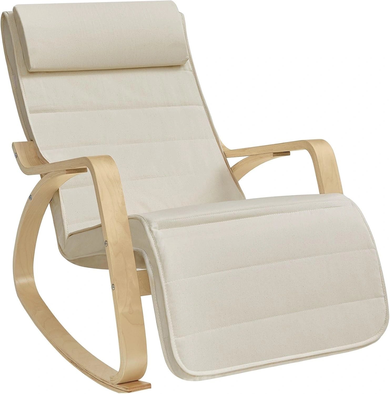 Chaise ber?ante ergonomique SONGMICS avec repose-pieds r¨¦glable, capacit¨¦ 150 kg, pour salon et chambre, beige