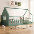 Lit Cabane pour Enfant avec Barri¨¨re, Design Original, 90x200 cm, Structure Moderne en Bois, Vert