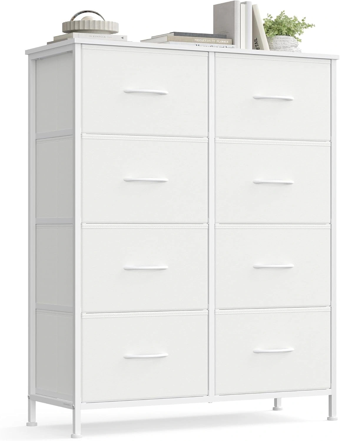Commode Moderne SONGMICS BELLAH, 8 Tiroirs, Cadre Acier, Blanc