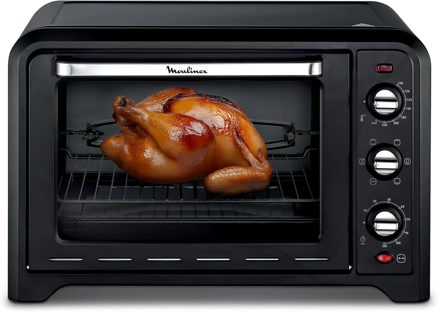 Four ¨¦lectrique Moulinex 60 L, 7 Modes, Tournebroche, Thermostat 240¡ãC, Minuterie 120 min, Deux Grilles, Optimo Noir