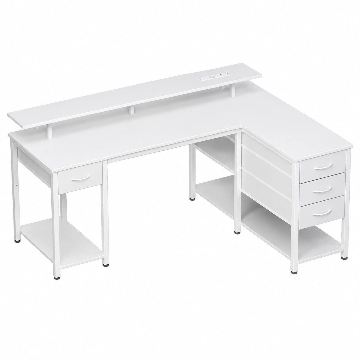 Bureau d'Angle Moderne avec Éclairage LED et Rangement