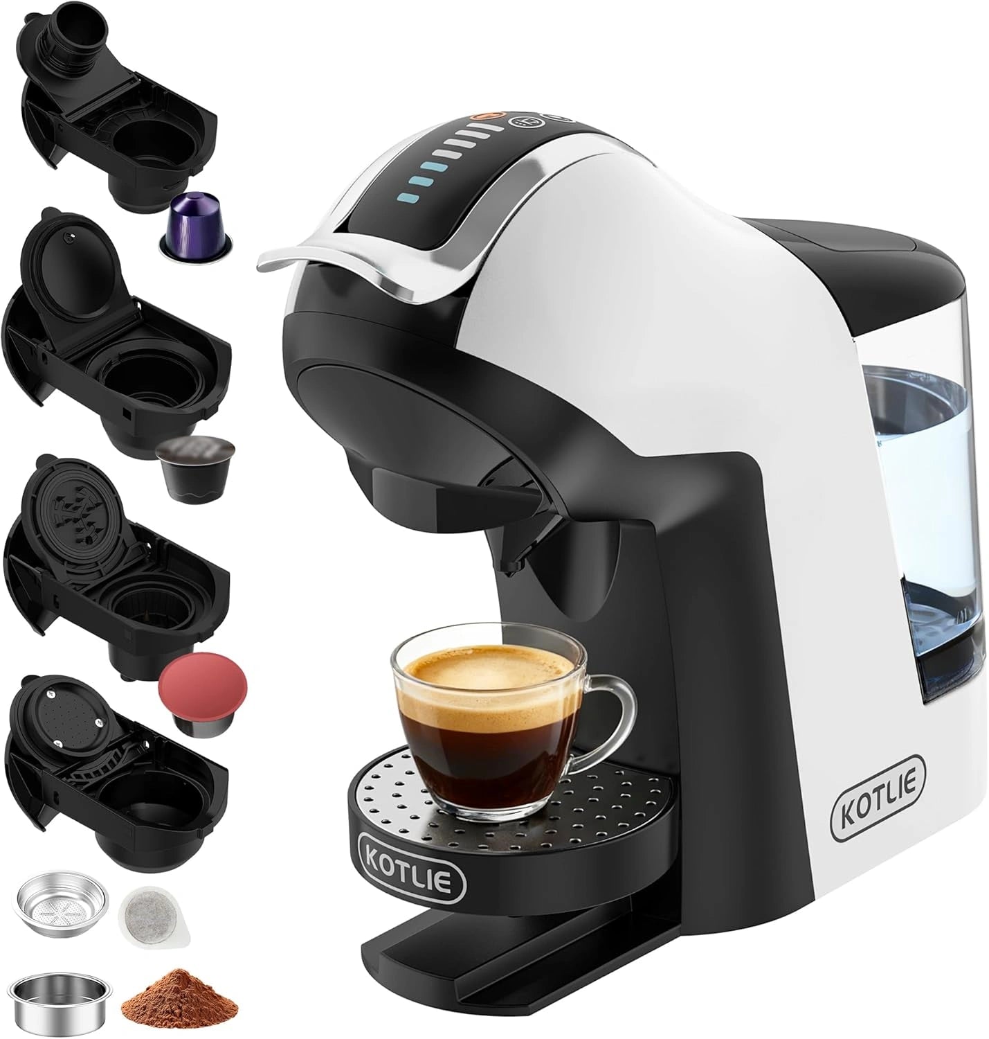 Machine ¨¤ Caf¨¦ ¨¤ Capsules KOTLIE 5 en 1, Compatible Nespresso/Dolce Gusto/ESE, 19 Bars, R¨¦servoir 1L, Multi-temp¨¦ratures et Quantit¨¦s