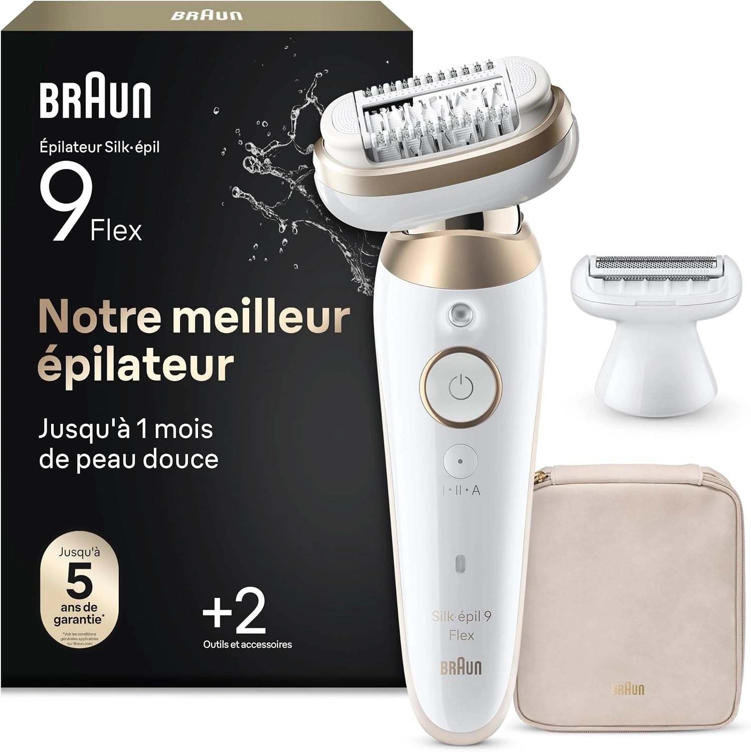 ¨¦pilateur ¨¦lectrique Braun Femme Silk-¨¦pil 9 3D, ¨¦tanche et Sans Fil, T¨ºte Pivotante 360¡ã, Accessoires Inclus