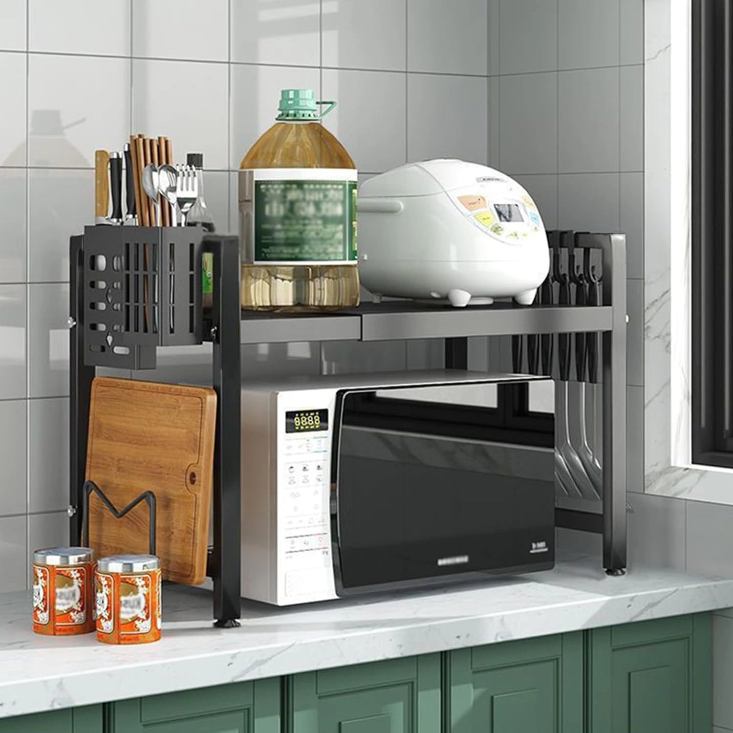 ¨¦tag¨¨re de Cuisine en Acier Extensible pour Micro-ondes avec Rangement