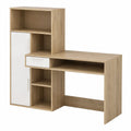 Bureau multifonction avec étagères et rangement intégré blanc et chêne