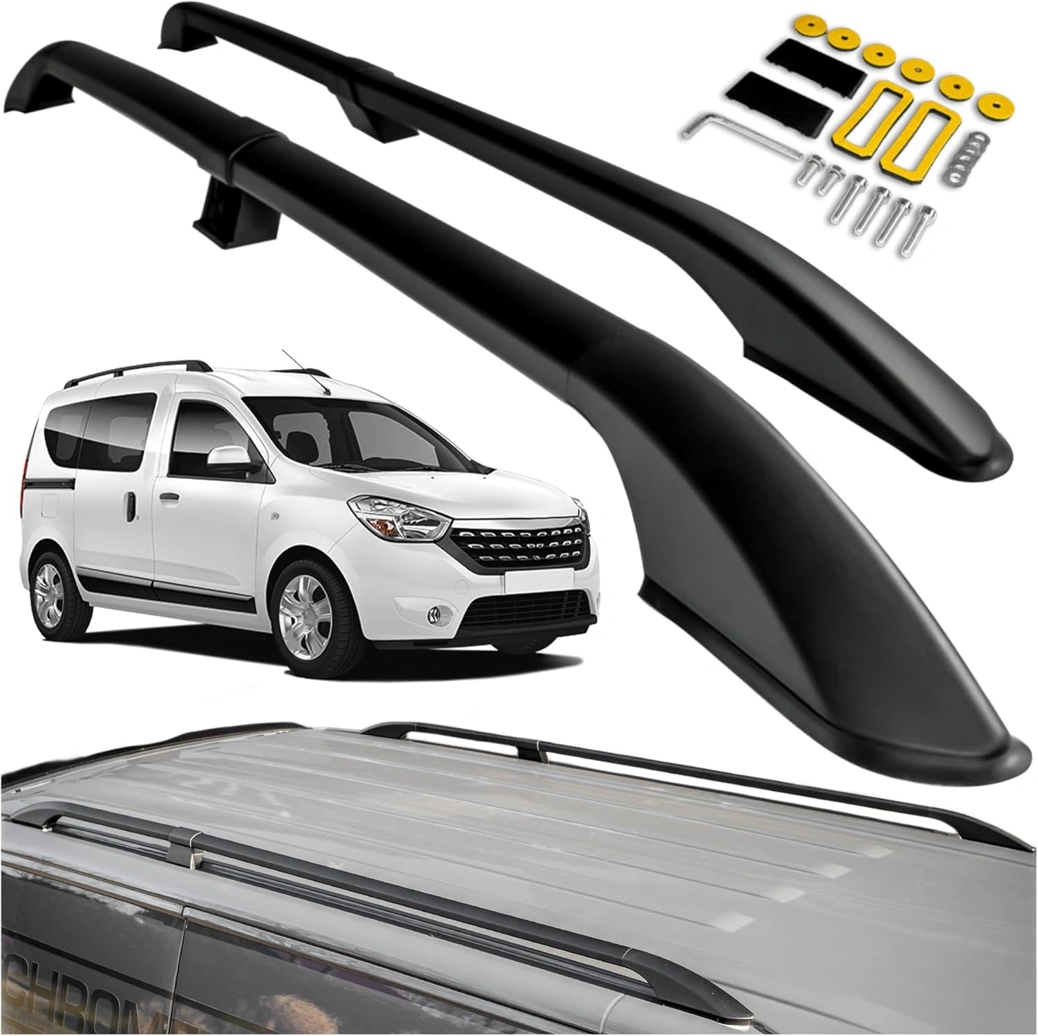 Barres de Toit en Aluminium pour Dacia Dokker 2012-2021 | Compatibles avec Coffres et Porte-v¨¦los