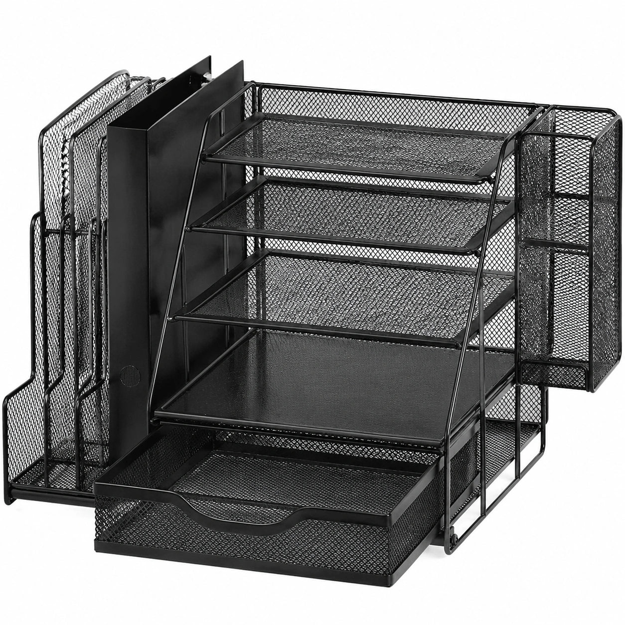 Organisateur de bureau multifonction à 5 niveaux avec porte-stylo et tiroirs