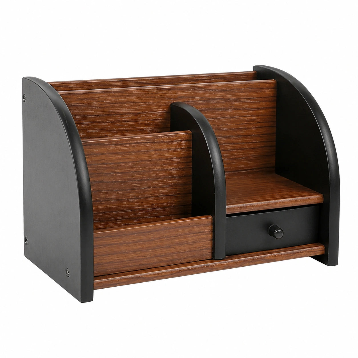 Organisateur de bureau en bois avec tiroir et compartiments