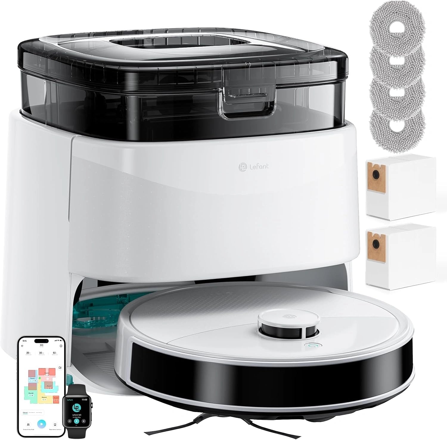 Aspirateur Robot Lefant M3 avec Station Multifonction, Navigation Avanc¨¦e et Contr?le WiFi