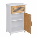 Armoire Basse de Salle de Bain avec Tiroir et Étagère Ajustable en Blanc