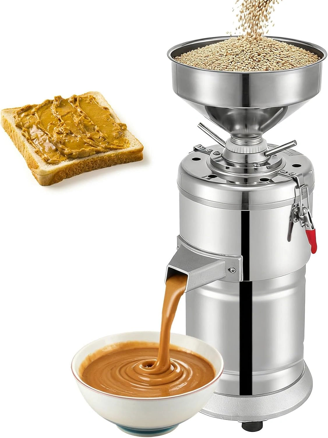 Machine ¨¤ Beurre de Noix 1100W, ¨¦lectrique pour Amandes, S¨¦same, Cajou et Cacao, 15 kg/h, Acier Inoxydable
