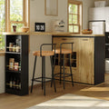 Table de Bar Moderne Extensible avec ¨¦tag¨¨res, Pivotant ¨¤ 360¡ã, pour Cuisine et Salon, 138-220x39x105cm (Marron)
