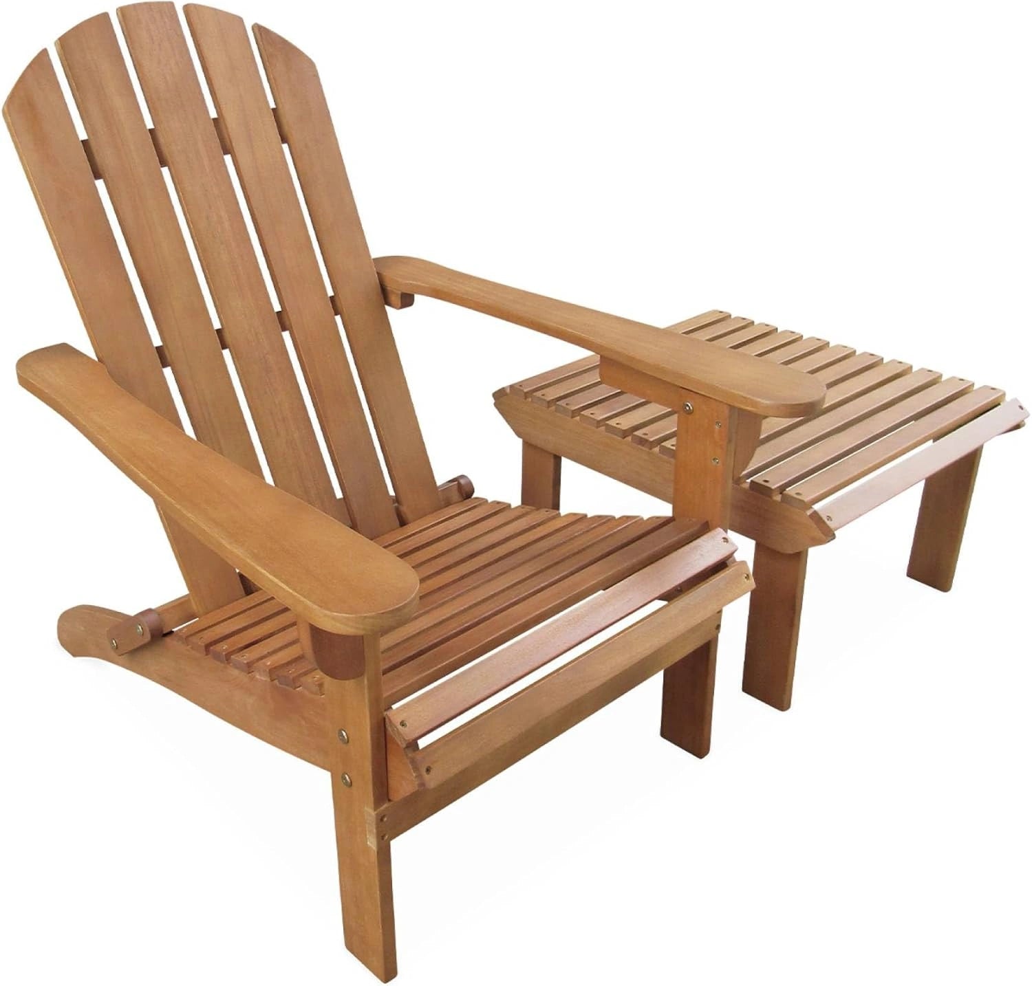 Fauteuil de Jardin en Eucalyptus avec Repose-Pieds - Style Adirondack