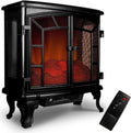 Chemin¨¦e ¨¦lectrique LED Noir 2000W avec Double Porte et Minuteur