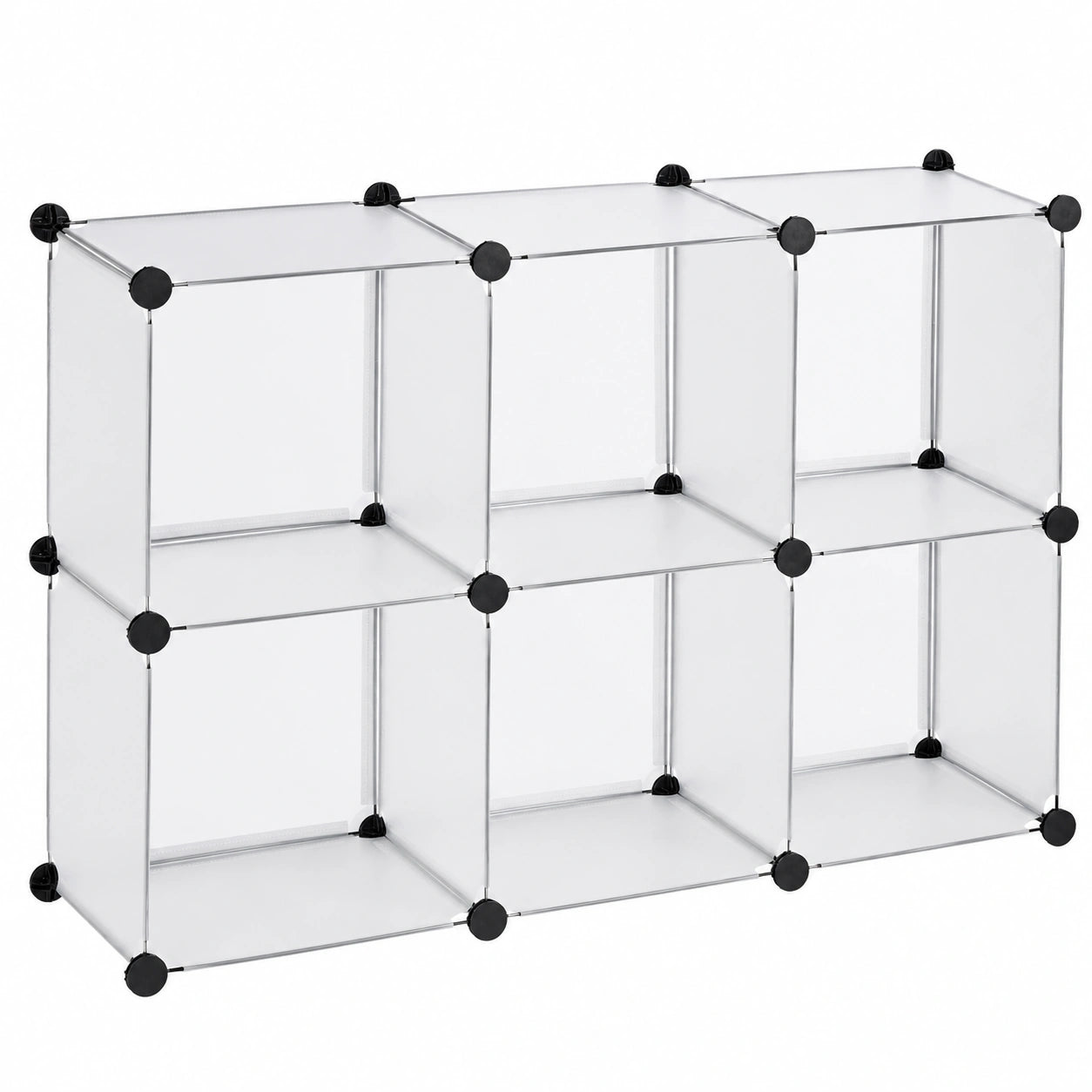 Étagère modulable à 6 casiers en plastique, montage facile, rangement transparent