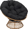 Fauteuil Pivotant Ext¨¦rieur Confortable 360¡ã Noir et Naturel pour Jardin