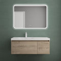 Ensemble de Meubles de Bain Salerno en Ch¨ºne Blanc avec Vasque et Miroir - Armoire Suspendue ¨¤ Tiroir 100x50x40cm