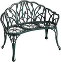 Banc de Jardin Outsunny en Aluminium avec Motif Tulipe et Finition Florale, 2 Places, Antirouille, Vert Antique