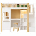 Lit mezzanine enfant multifonction avec bureau et rangement intégré