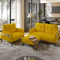 Ensemble de Canap¨¦ Modulaire 3 Places avec Fauteuil et Tabouret - Jaune