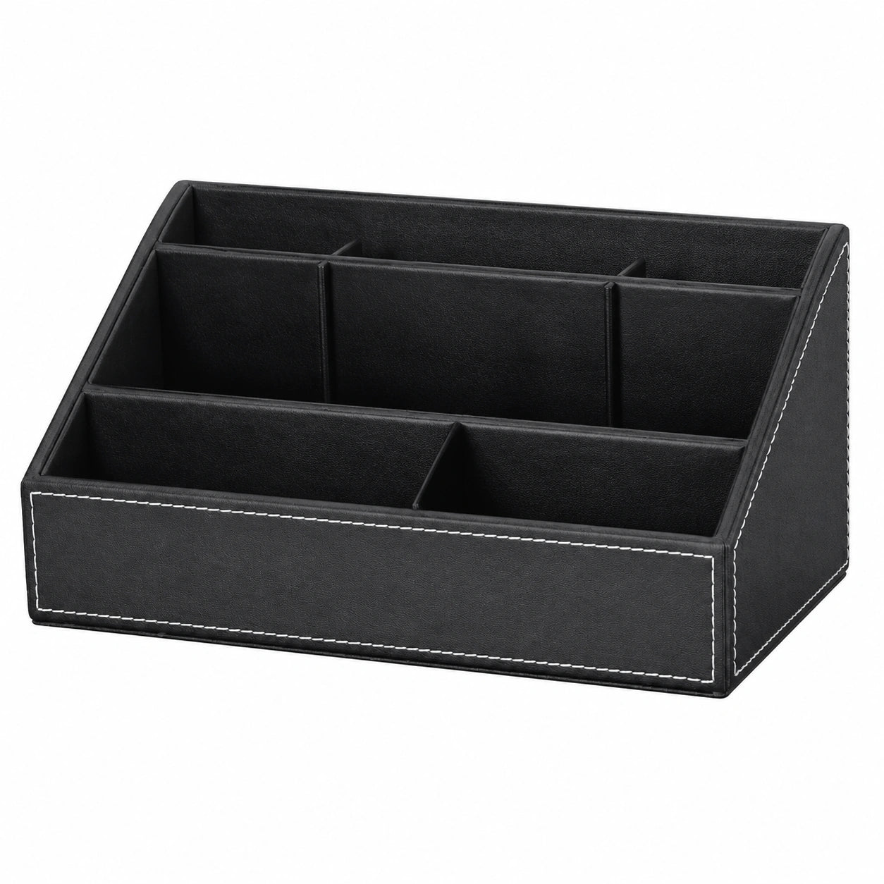 Organiseur de bureau en cuir noir multifonction