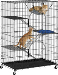 PawHut Grande Cage ¨¤ Chats 4 Niveaux en M¨¦tal avec Roues, Hamac et Plates-formes, pour Int¨¦rieur et Ext¨¦rieur