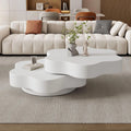 Table basse fleur pivotante 360¡ã, double ¨¦tage MDF, cr¨¨me